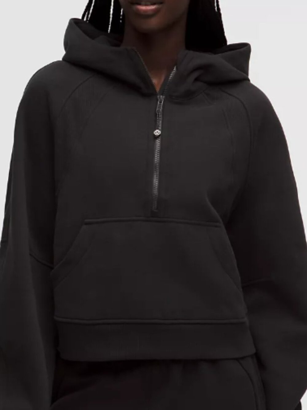 Scuba Oversized Half-Zip Hoodie in Black